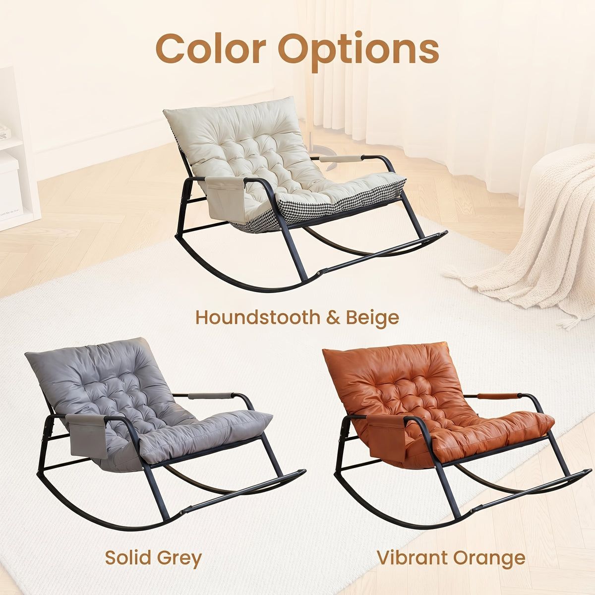 1 person tech fabric rocking chair black   frame - Temu