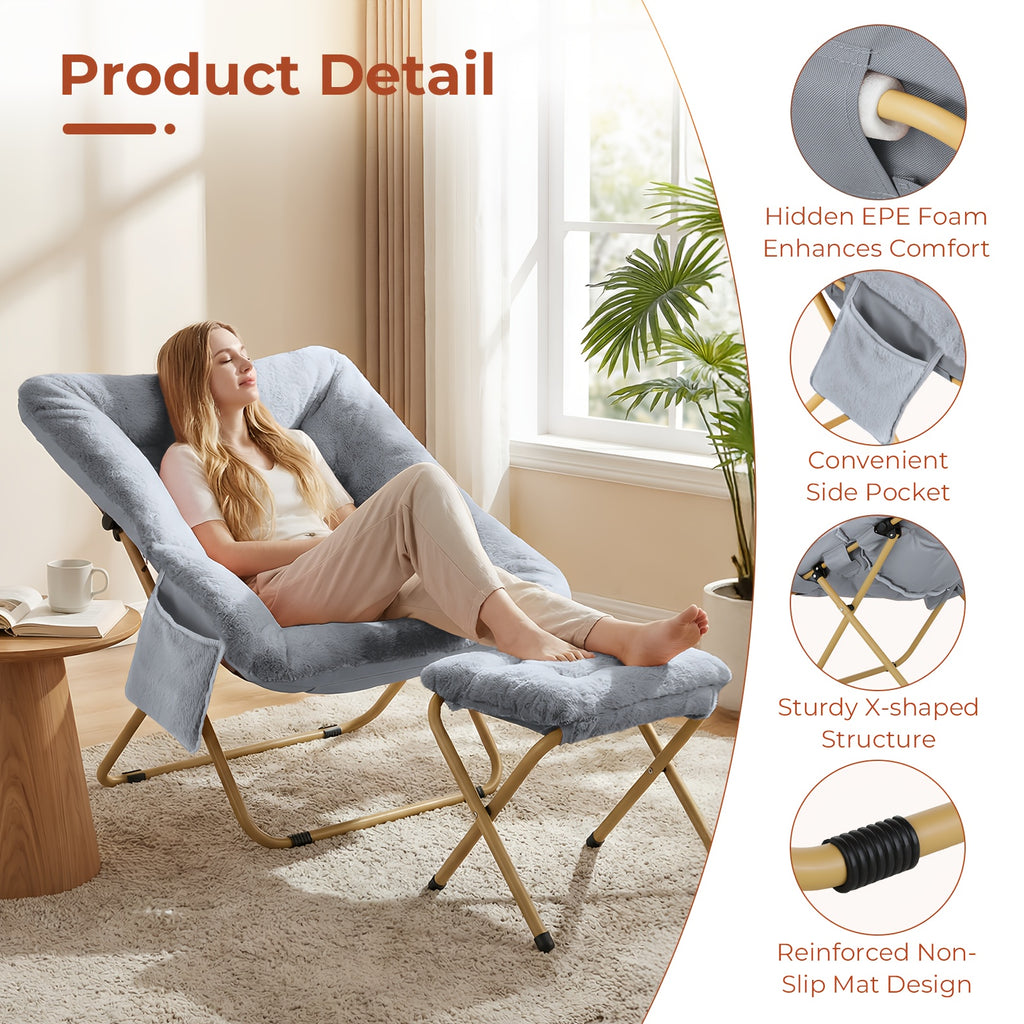 comfy saucer chair foldable lounge chair soft faux fur - Temu