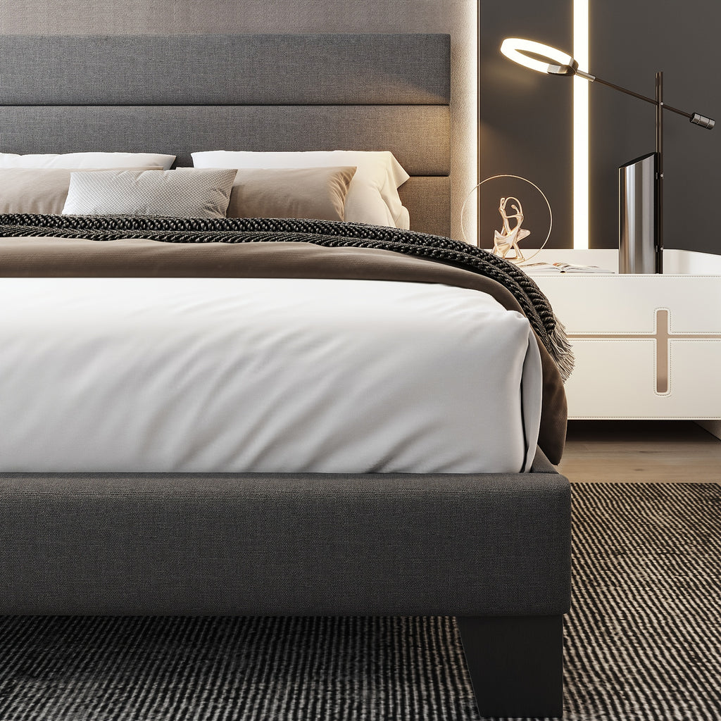 full queen king bed frame platform bed fabric - Temu