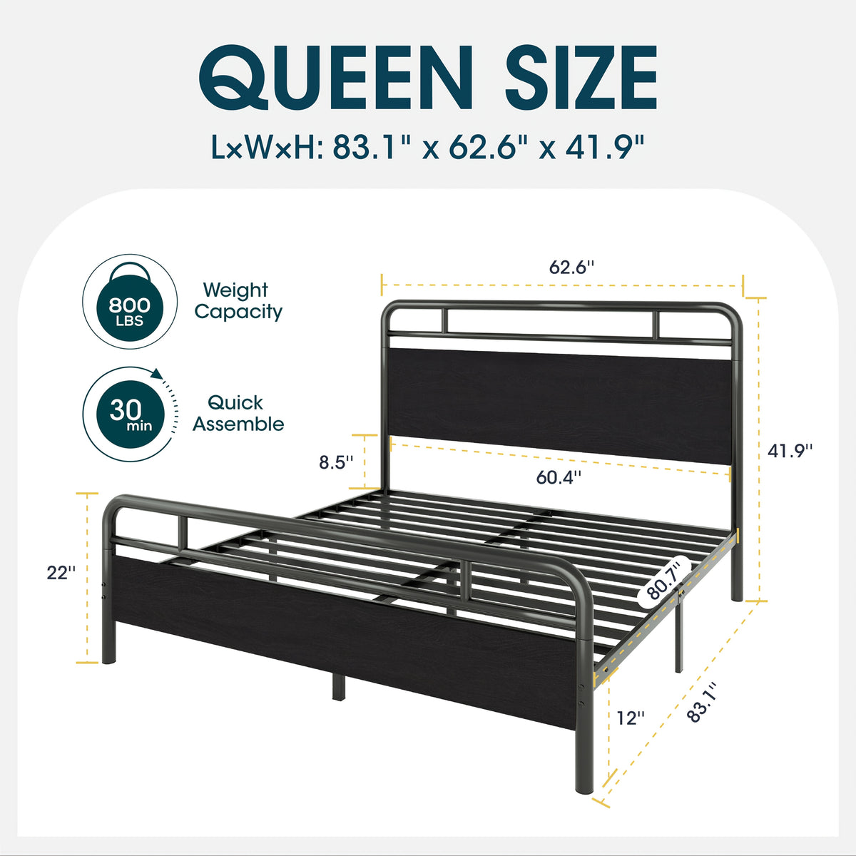 full queen king size bed frame metal bed wood - Temu