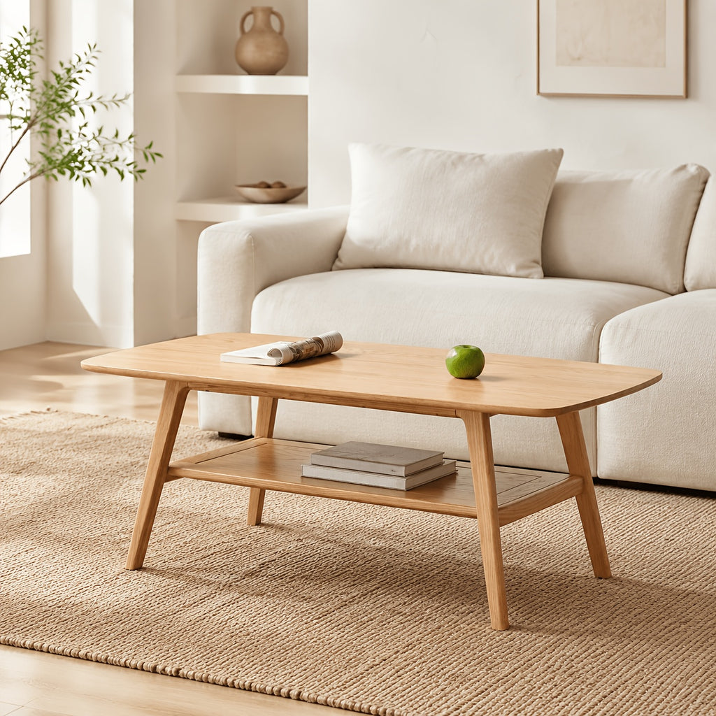 solid wood coffee table center table   storage shelf - Temu