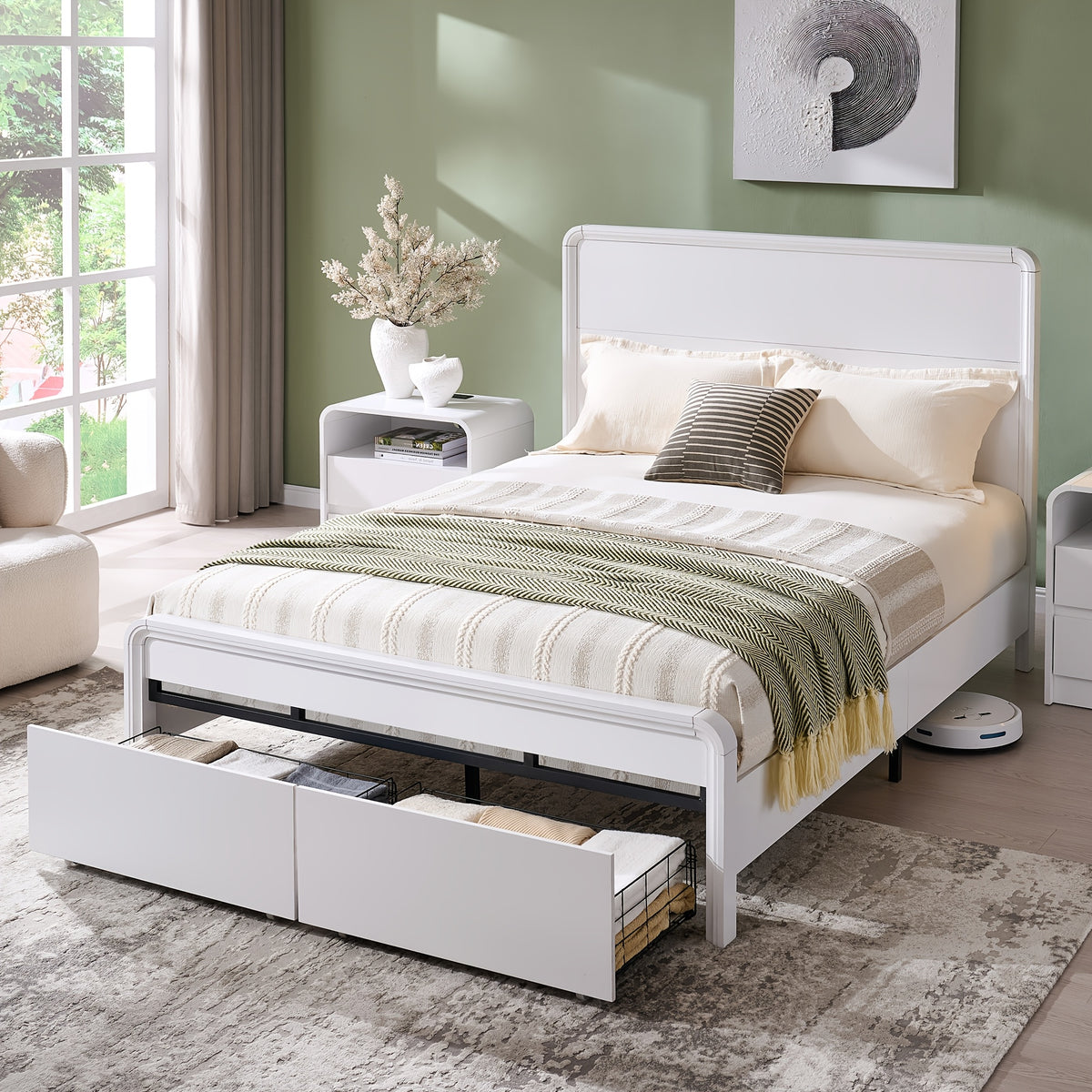size bed frame 50 tall headboard wood platform - Temu