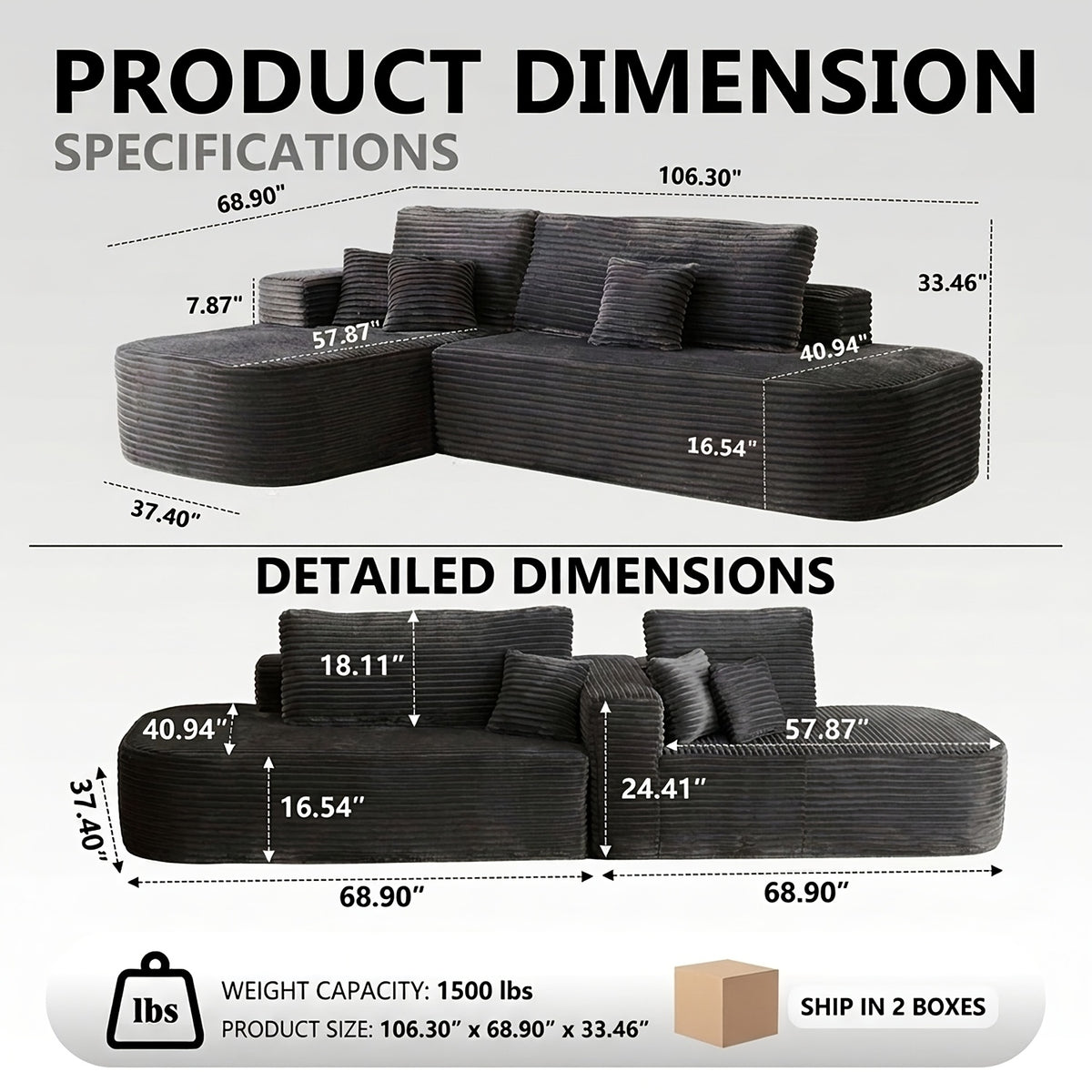 106 modular sectional sofa boneless couches living room deep - Temu