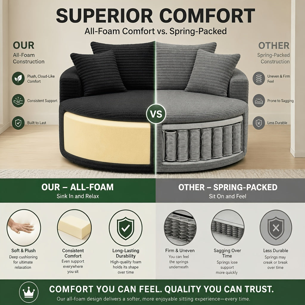 55 oversized round lounge chair boneless couch living room - Temu