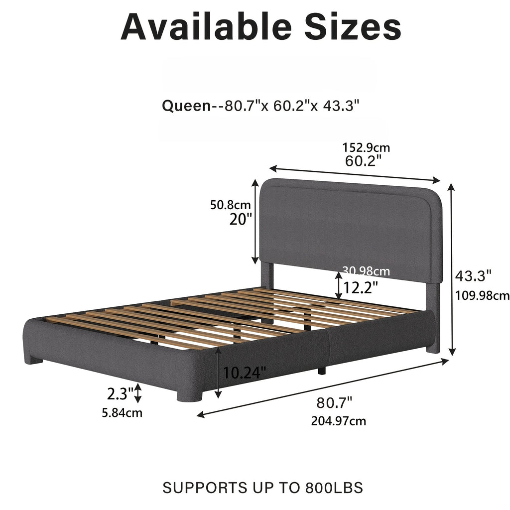 twin full   bed frame cloud boucle upholstered - Temu