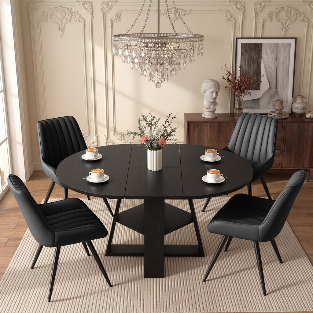 5pcs modern extendable oval dining table set suitable 4 - Temu