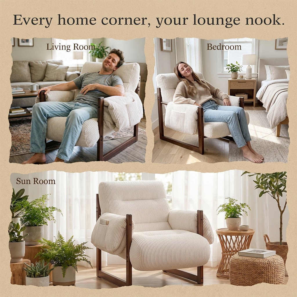 full body support accent chair armrest storage pockets wood - Temu