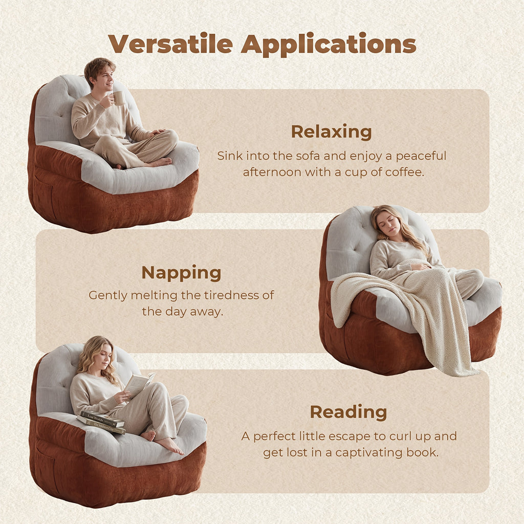 oversized tufted chenille lazy bean bag chair sofa suitable - Temu