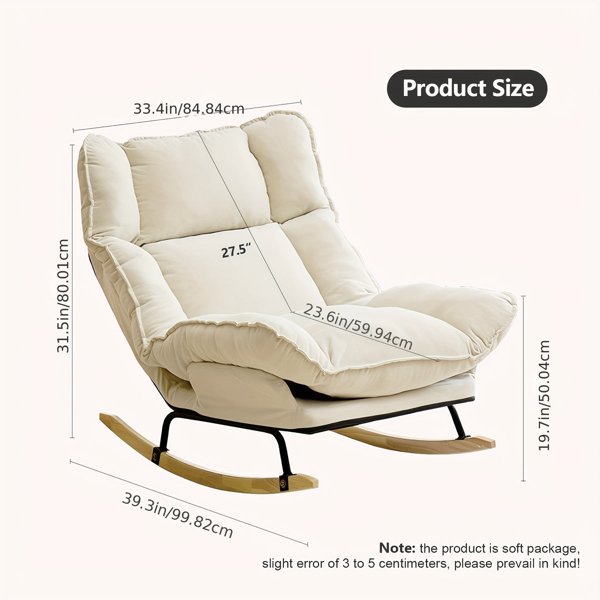 foam padded curved rocker lounge chair manual recline handle - Temu
