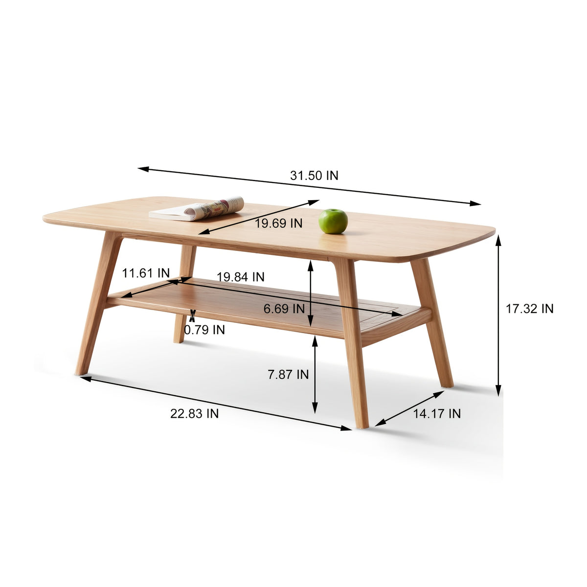 solid wood coffee table center table   storage shelf - Temu