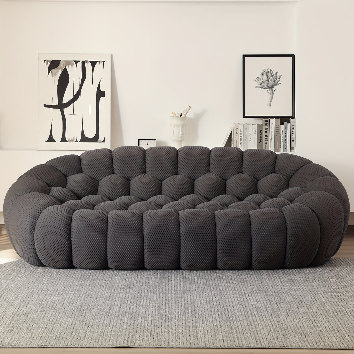 100 03 modern upholstered curved sofa 3 seater mesh fabric - Temu