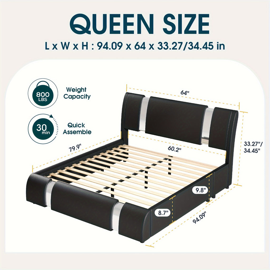 bed frame modern iron pieces decor faux leather - Temu