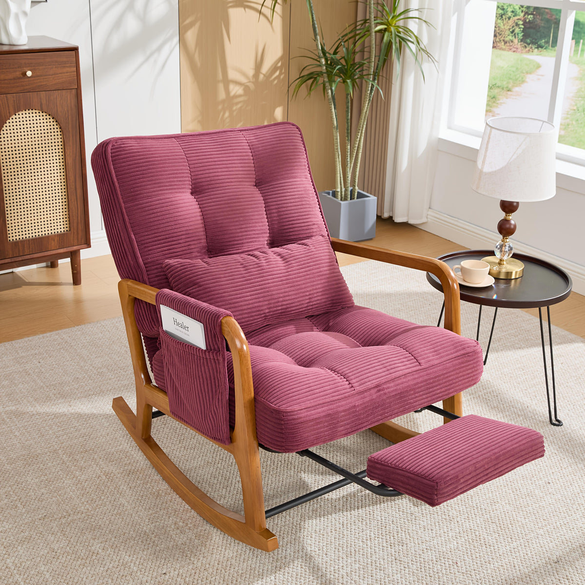 rocking accent chair   adjustable backrest corduroy - Temu