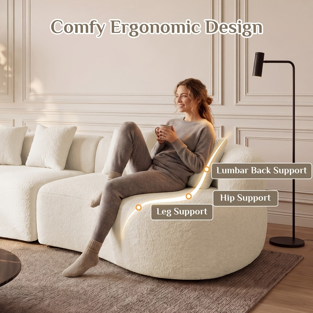 modern chenille compression curved sofa 2 throw pillows - Temu