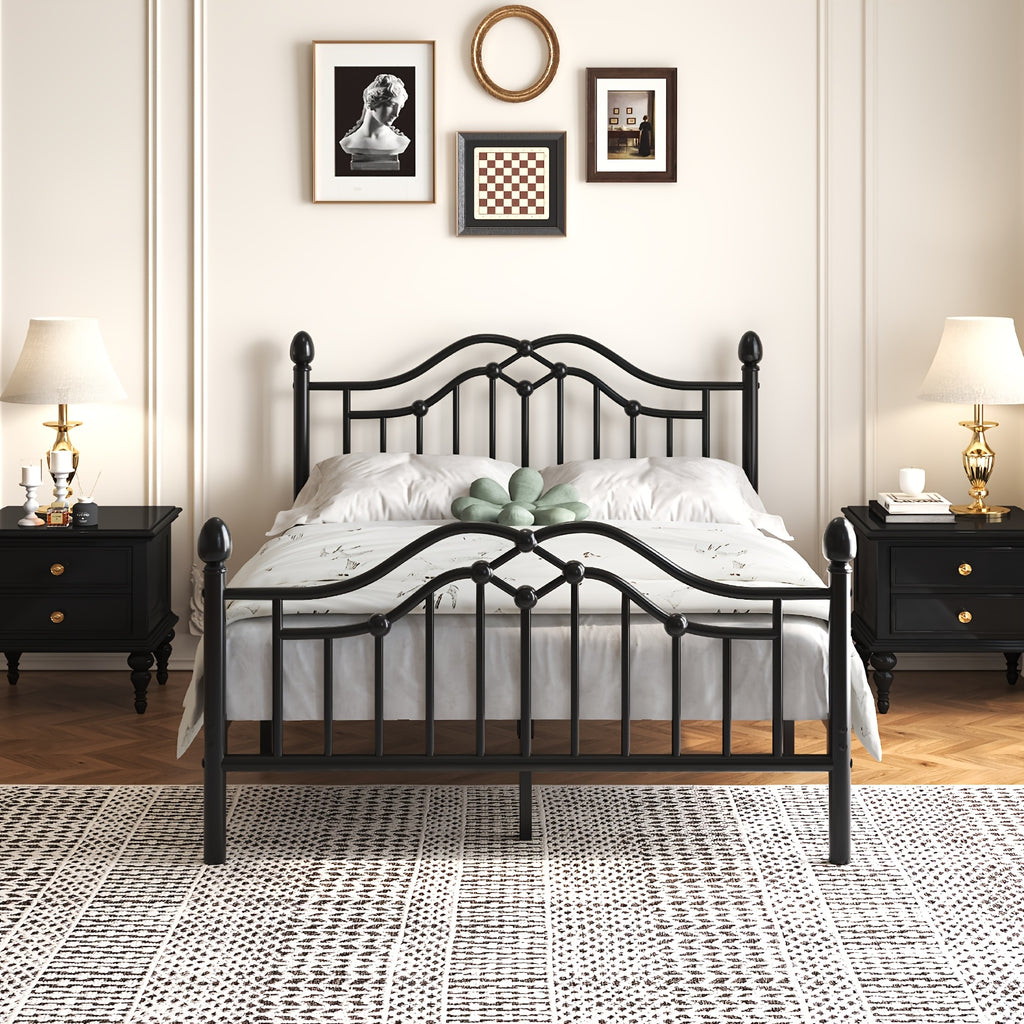 sturdy metal bed frame a victorian style headboard footboard - Temu