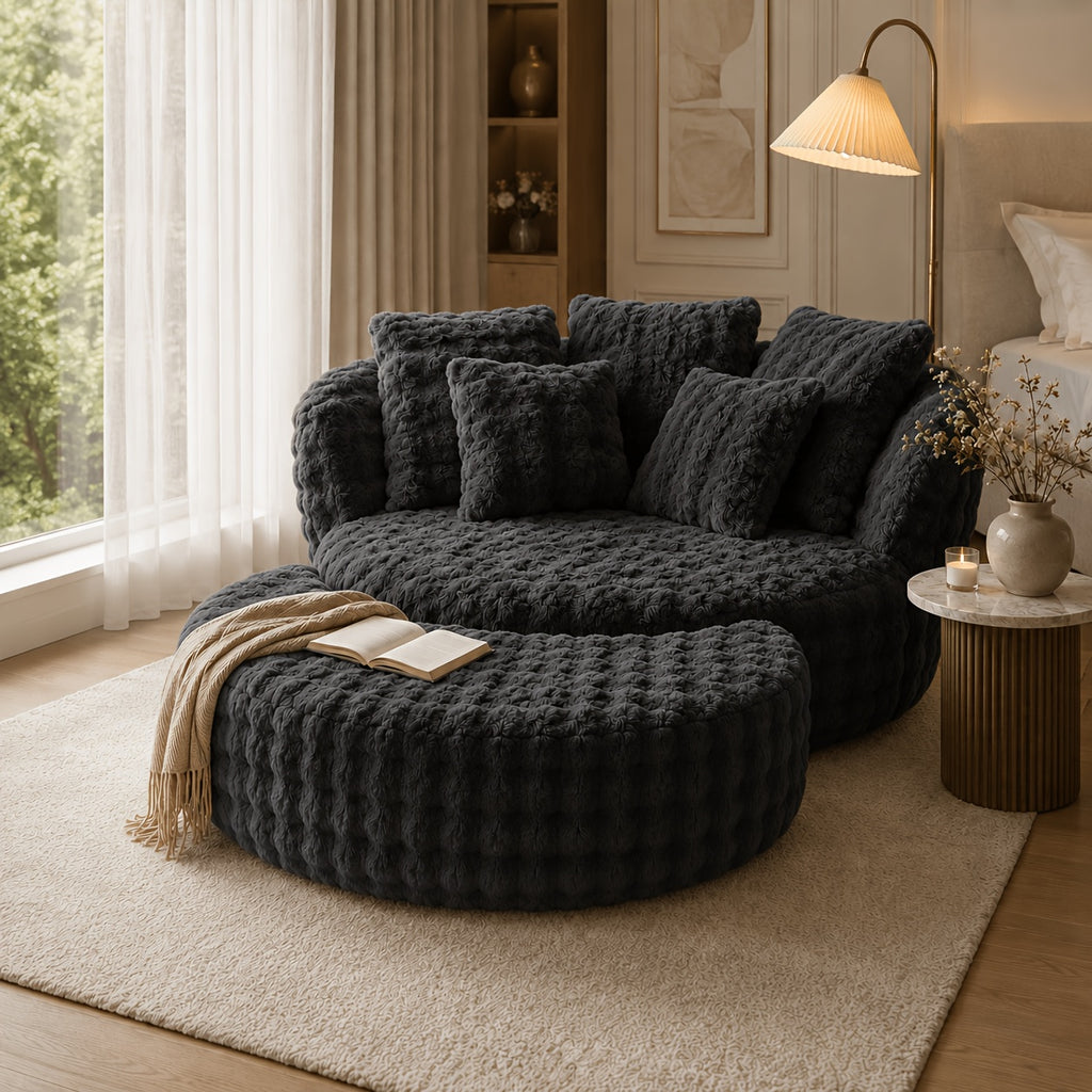 55 w x 75 oversized round sofa chair crescent   fluffy - Temu