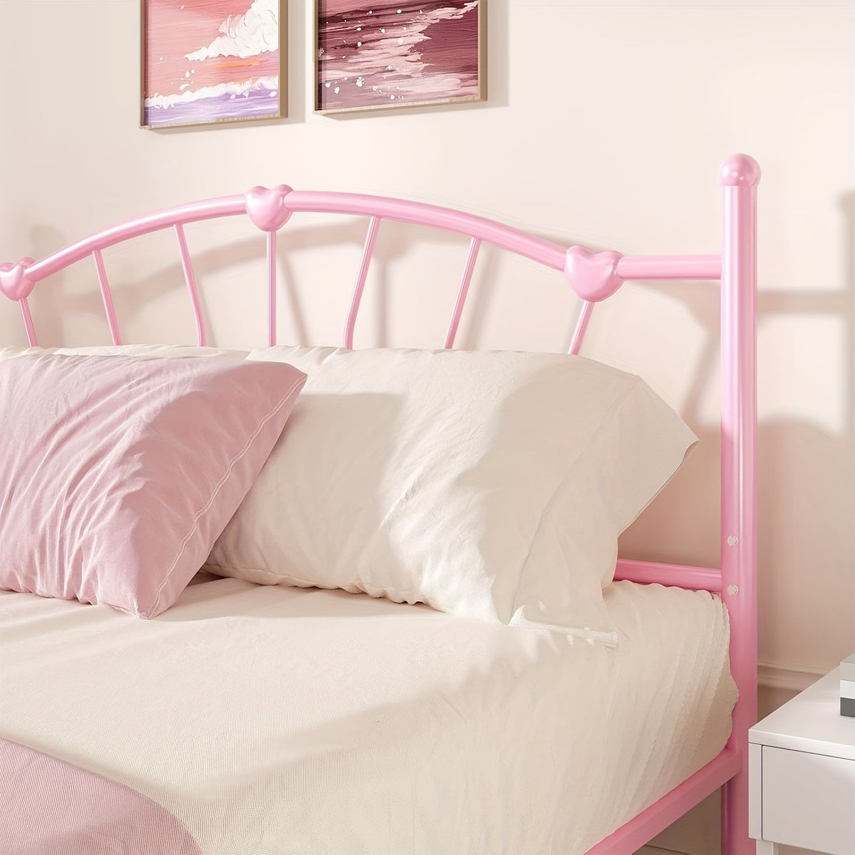 twin full queen size metal platform bed frame heart shaped - Temu