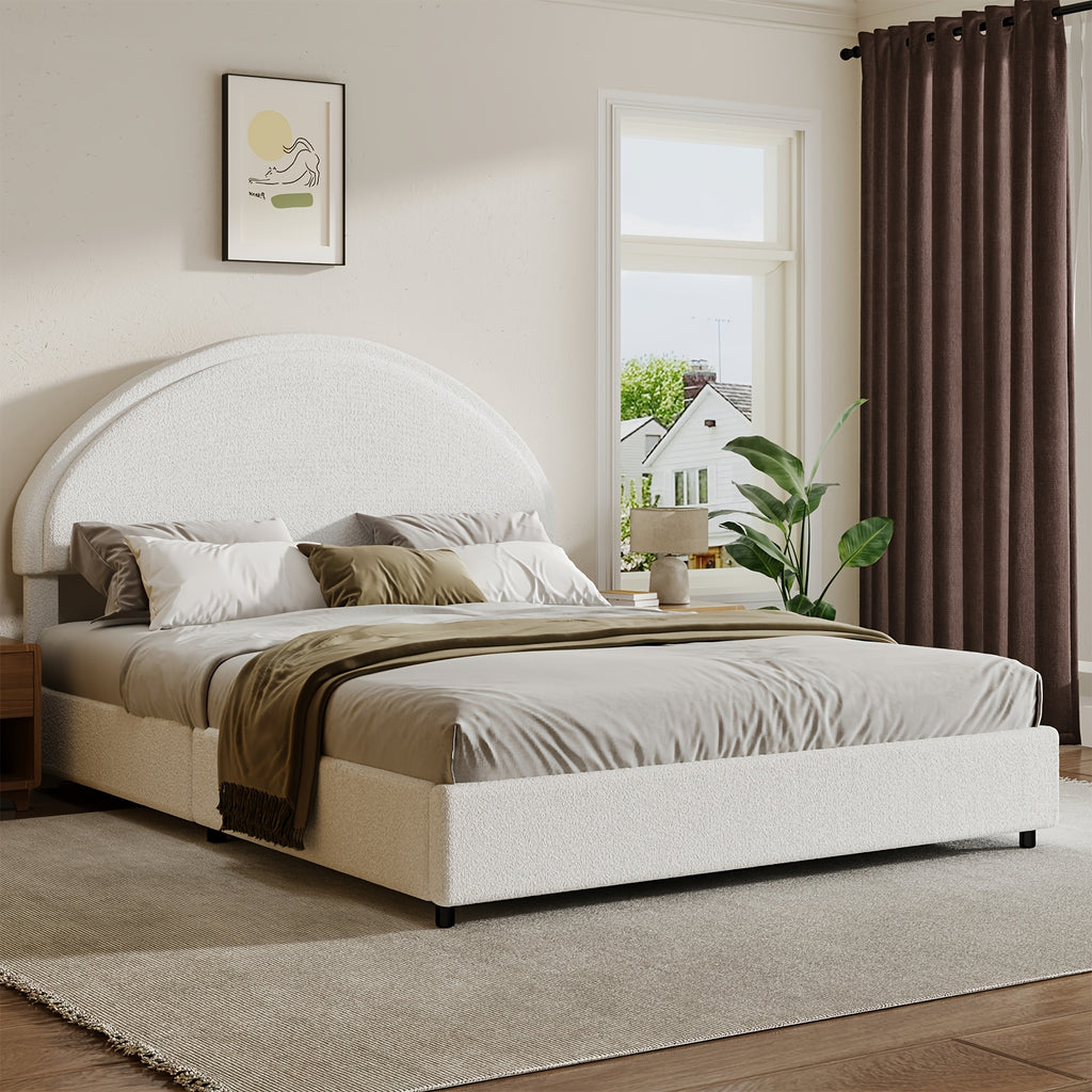 twin full queen king bed frame boucle upholstered headboard - Temu