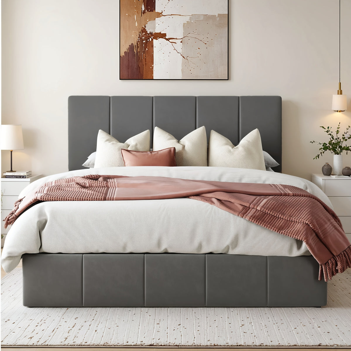 lift storage bed modern velvet upholstered headboard - Temu