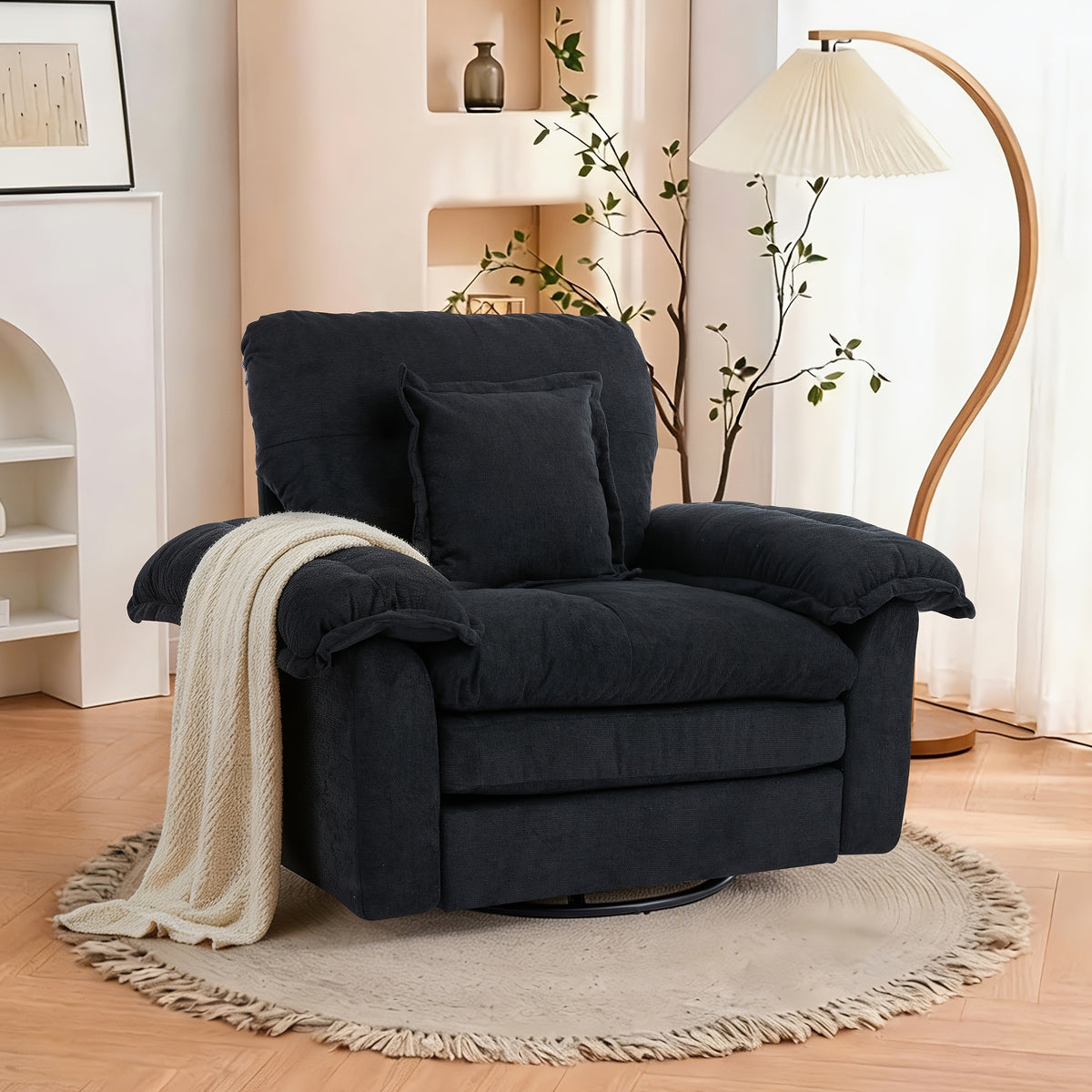 modern chenille swivel accent chair 360 rotation double - Temu
