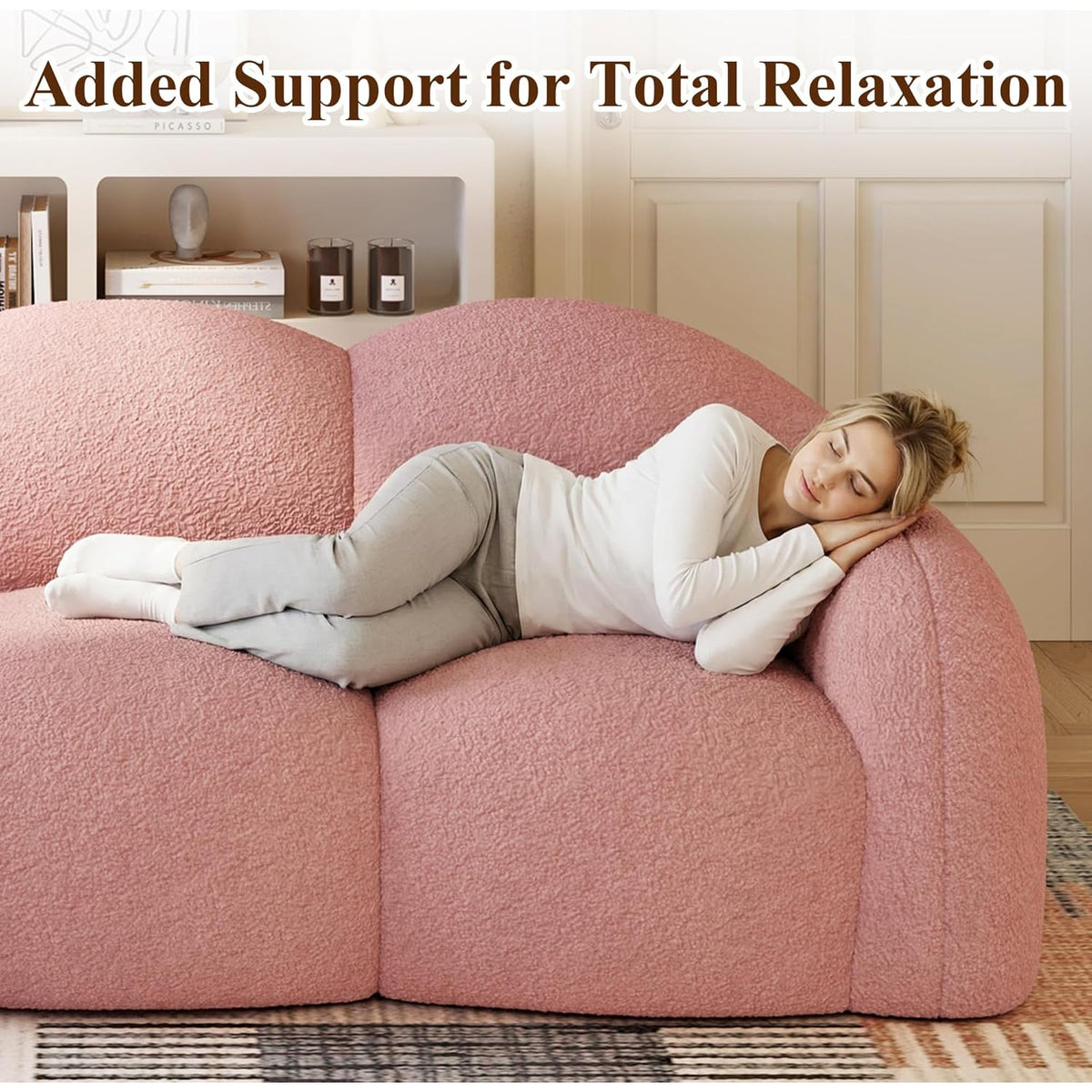 92 15 modern cloud couch soft teddy fleece lazy sofa - Temu
