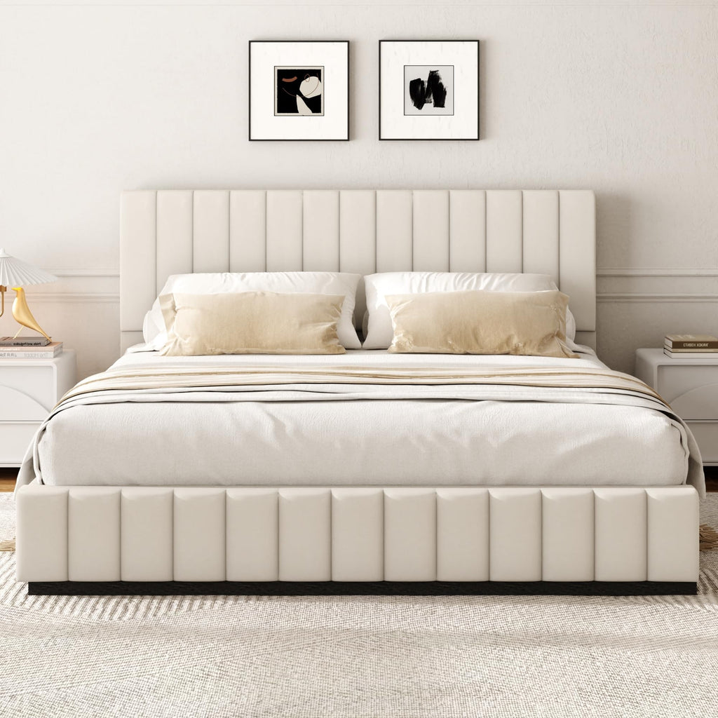 king bed frame 47 2 tall headboard vertical channel tufted - Temu