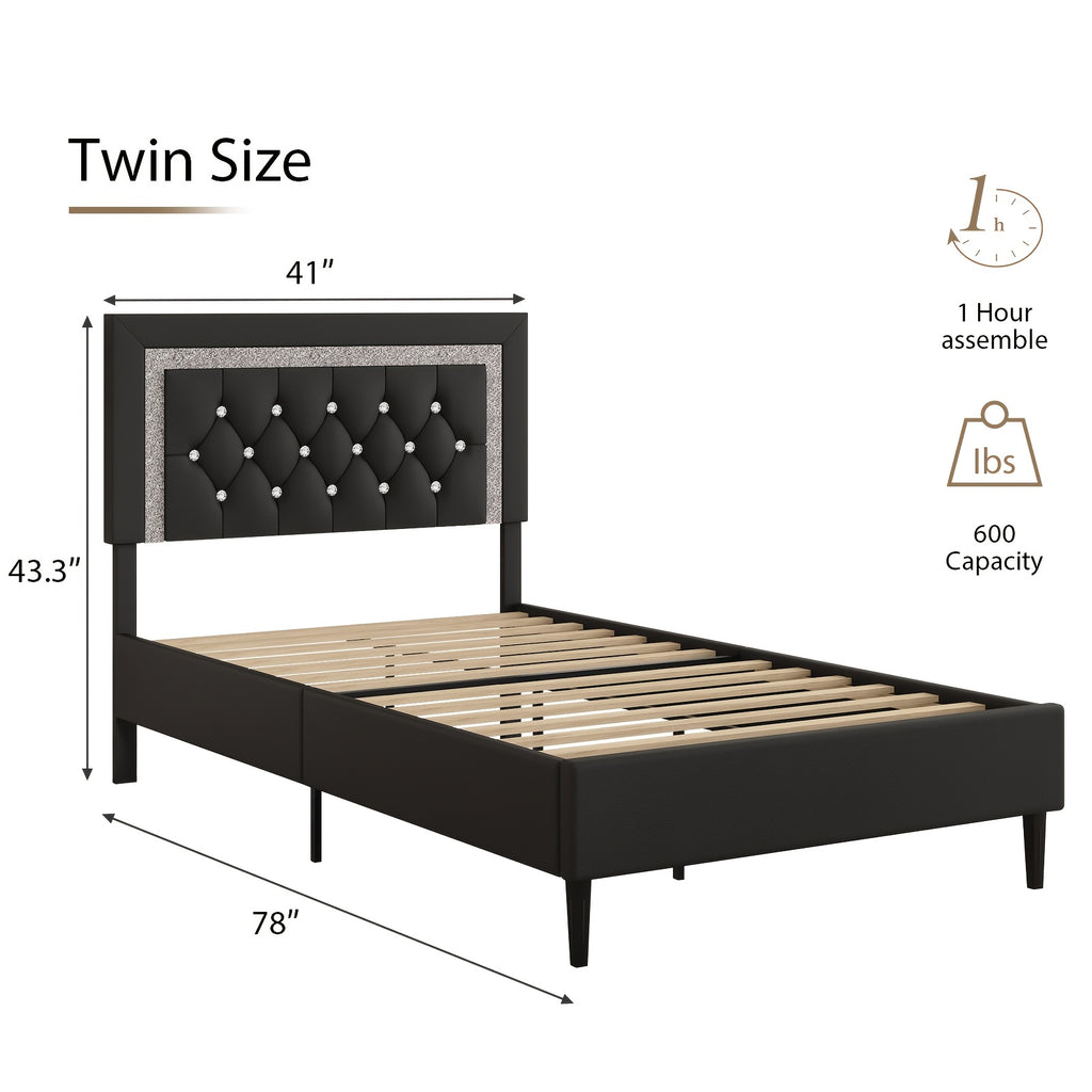 twin full queen size bed frame diamond headboard wood slats - Temu
