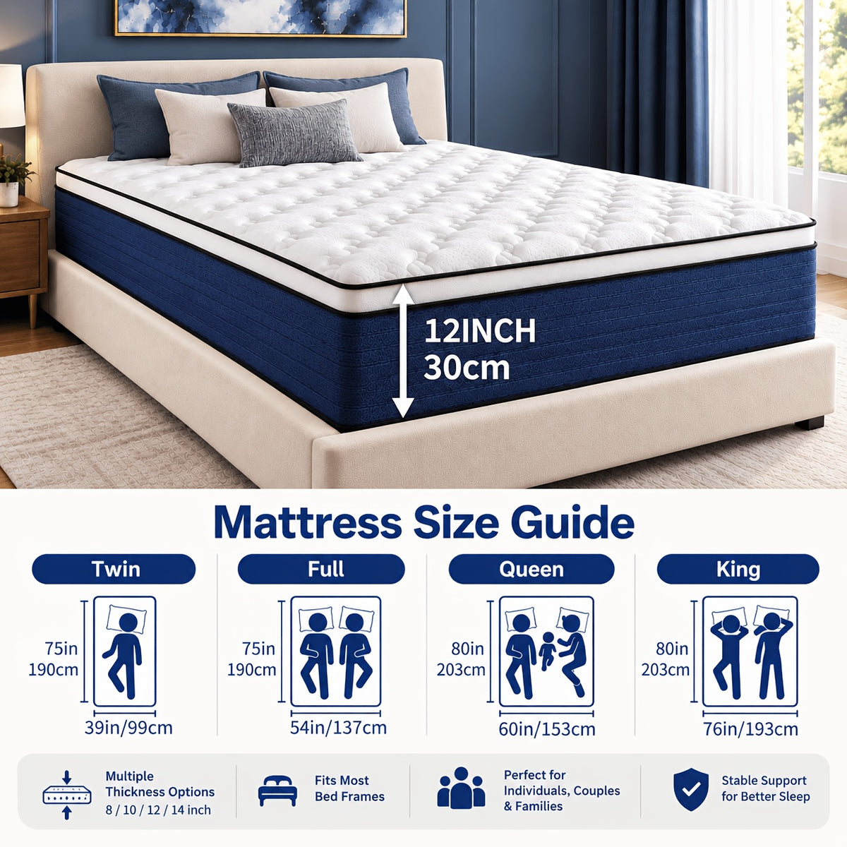 8 10 12 14 inch mattress twin full queen king size mattress - Temu