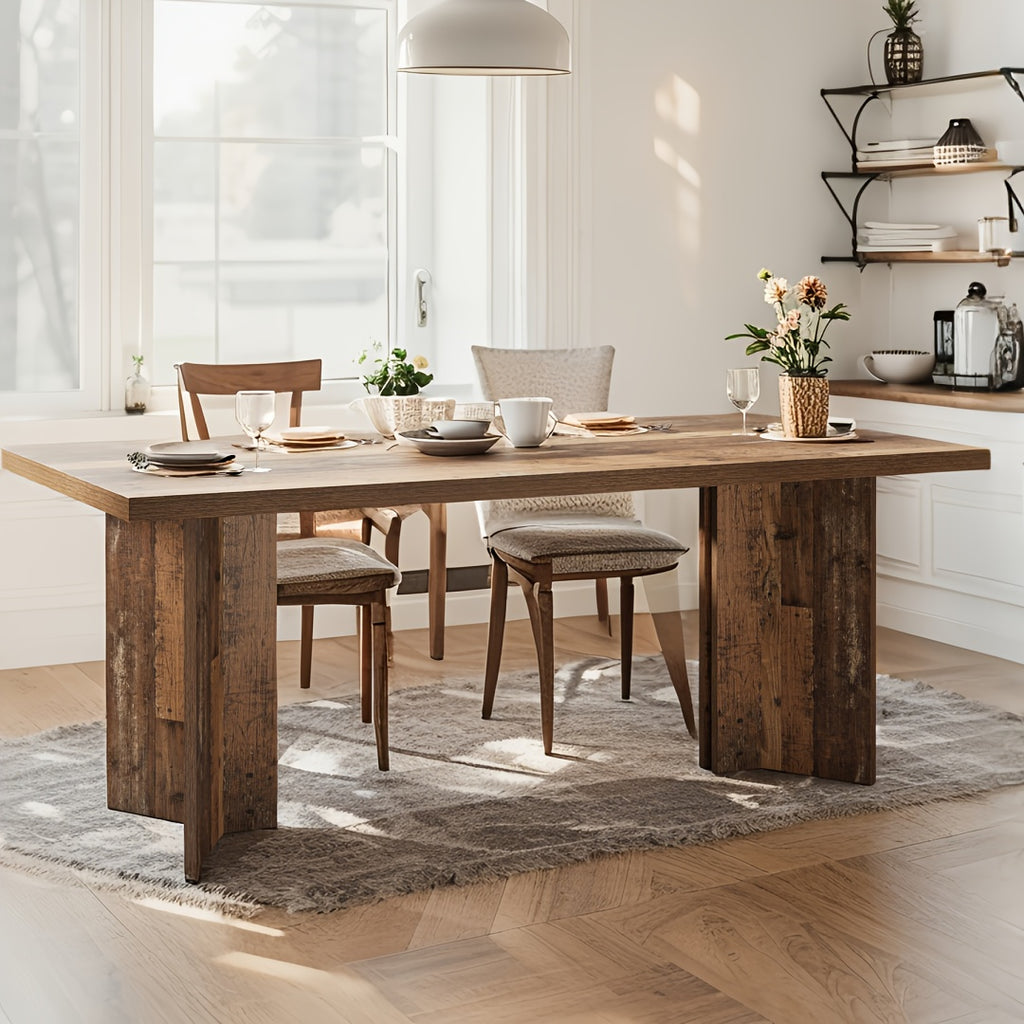 63 inch farmhouse dining table 4 6 people large rectangular - Temu