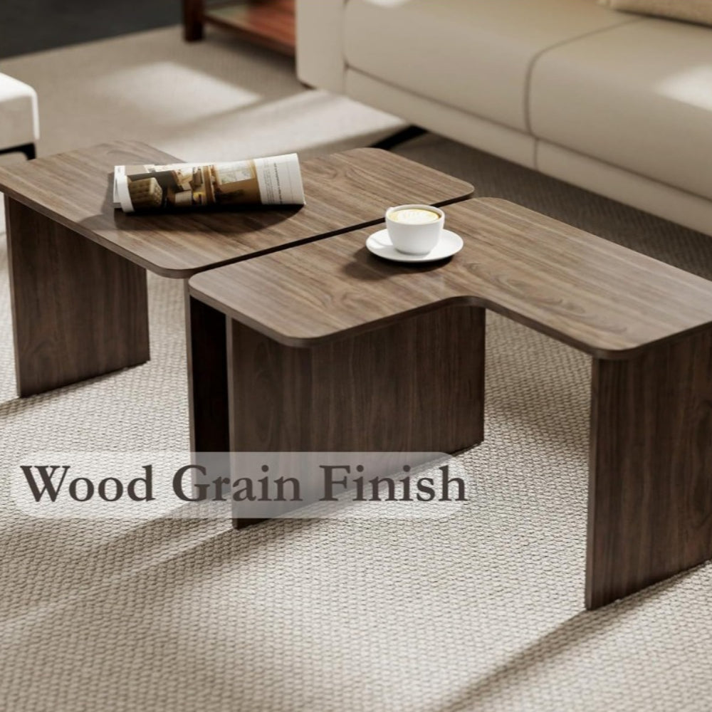 set 2 modern nesting coffee tables wooden l shaped square - Temu