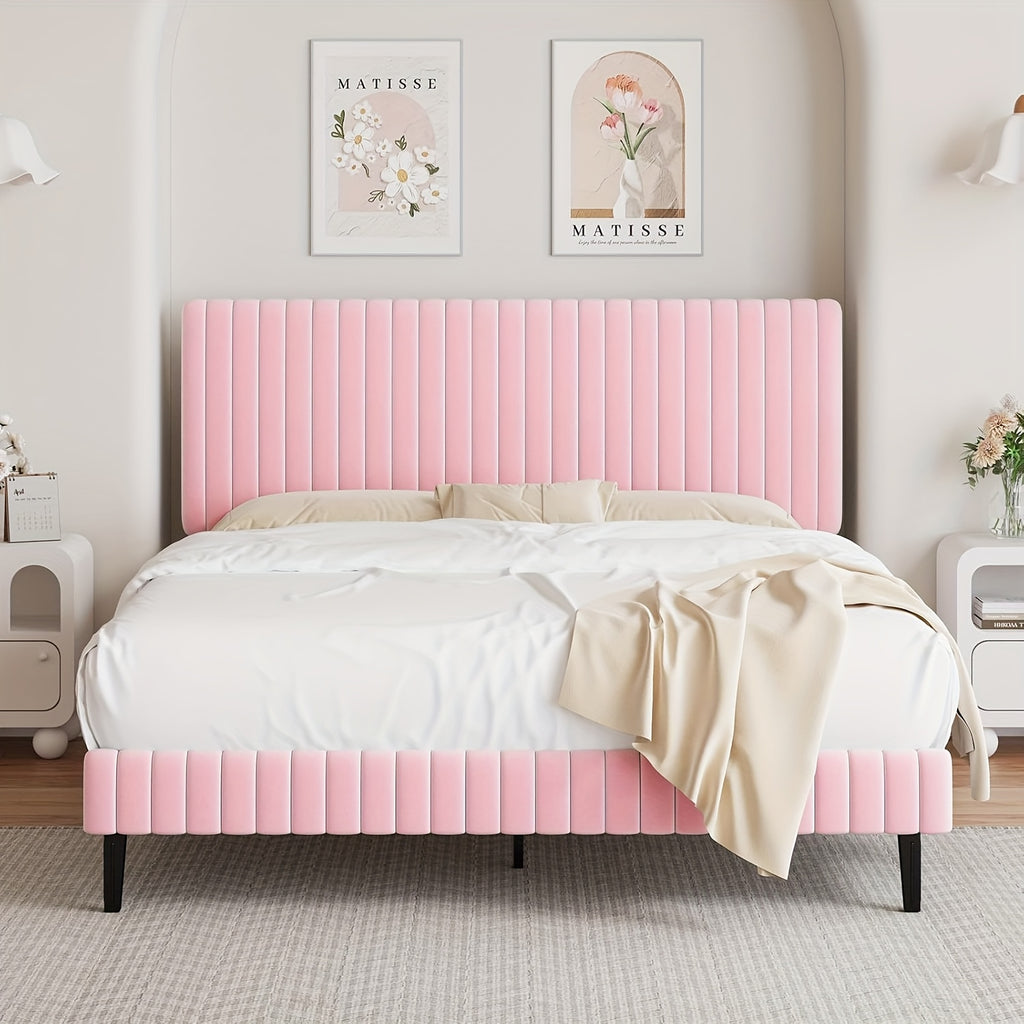 twin full queen king size bed frame velvet upholstered - Temu