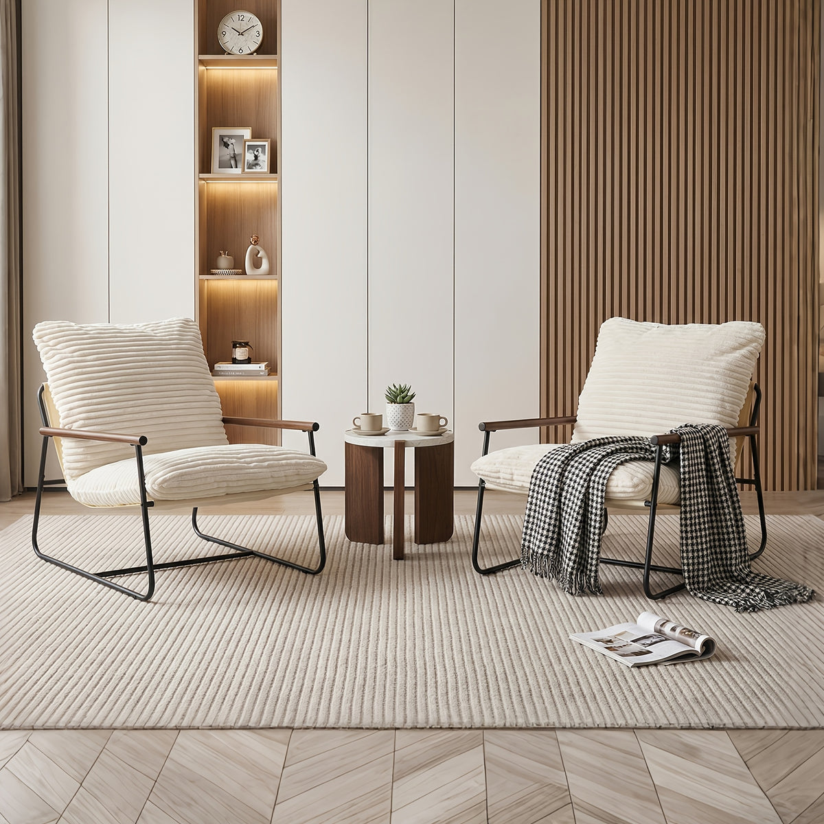 armchair wood armrests oversized corduroy lazy - Temu
