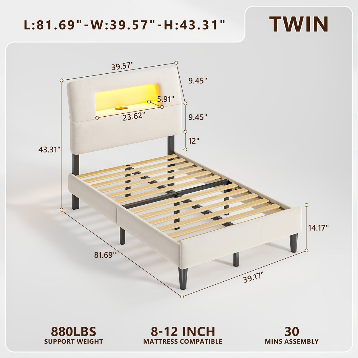 twin full queen king bed frame ergonomic storage headboard - Temu
