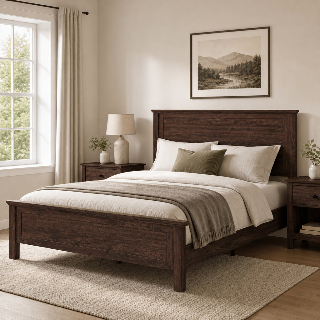 full queen king size farmhouse platform bed frame - Temu