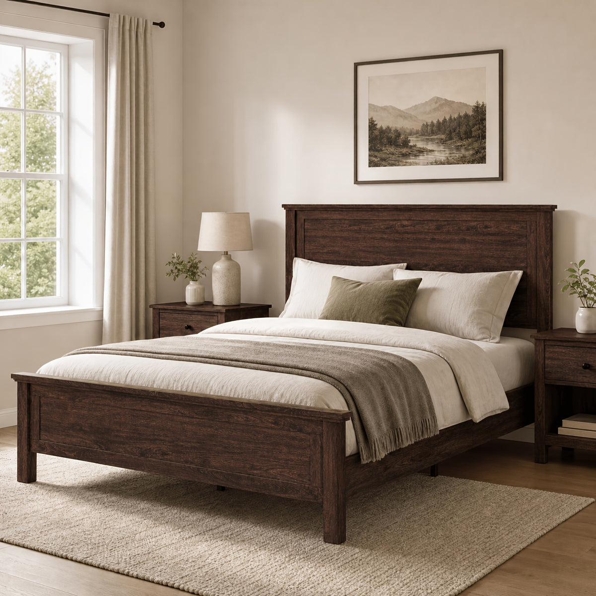 full queen king size farmhouse platform bed frame - Temu