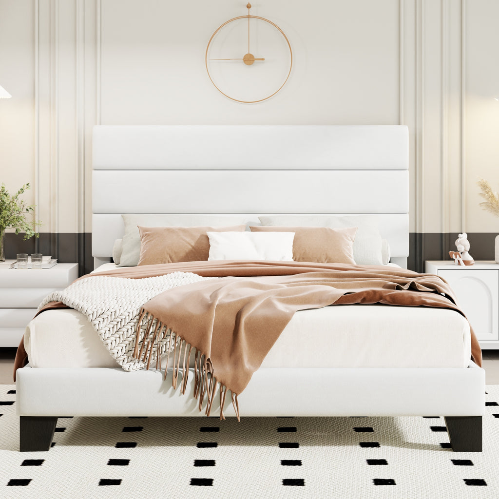 modern fabric upholstered bed frame headboard strong - Temu
