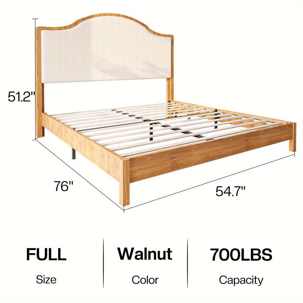 solid wood platform bed frame upholstered curved - Temu