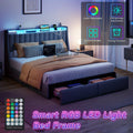 full queen king bed frame 2 storage drawers luxury wingback - Temu