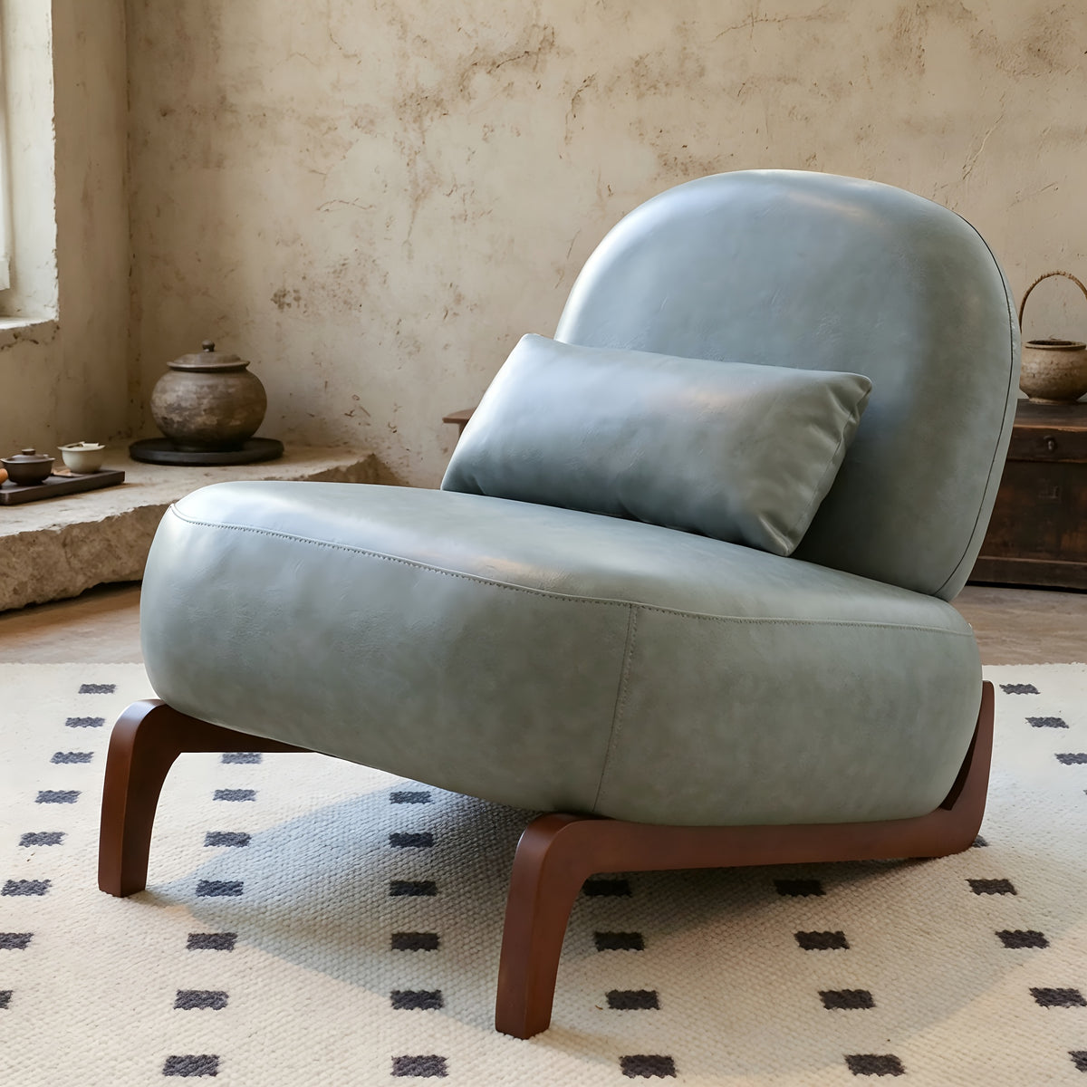 single person lazy sofa without armrests solid wood curved - Temu