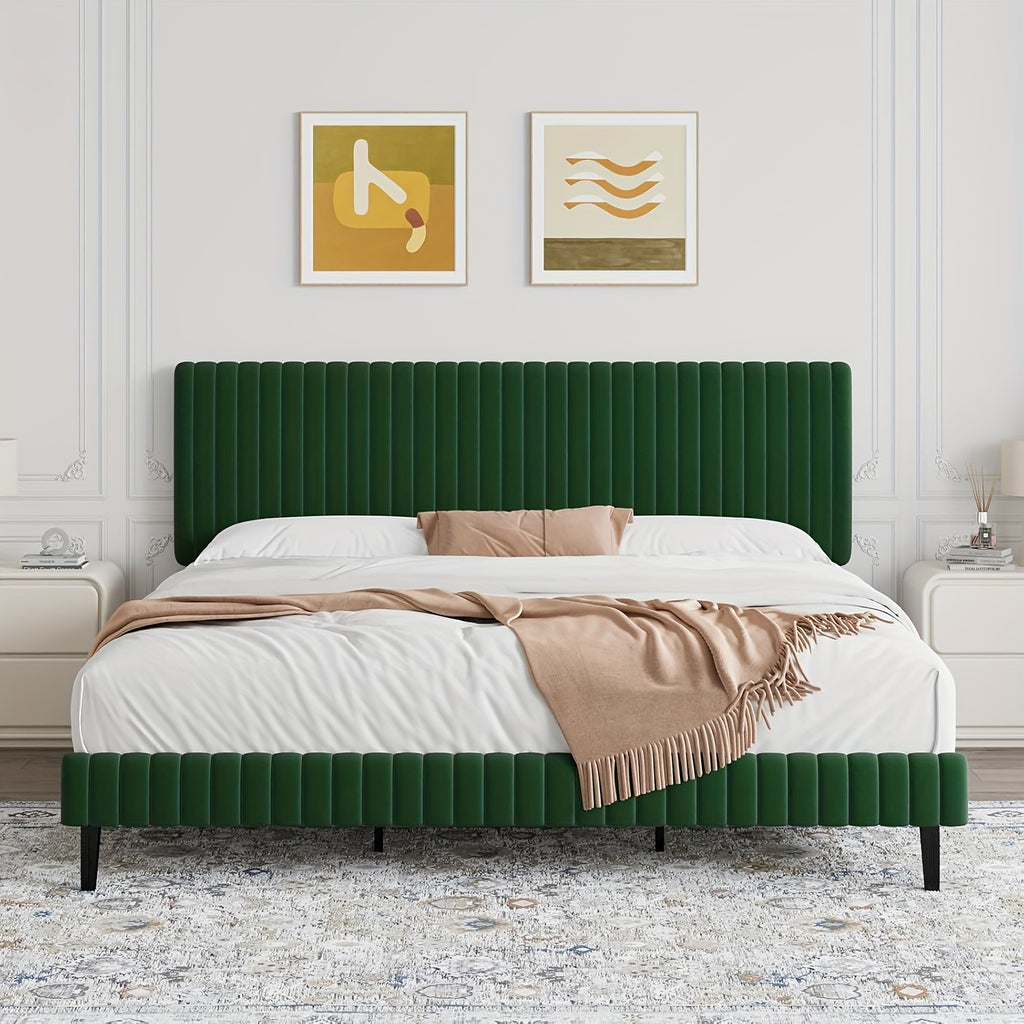 twin full queen king size bed frame velvet upholstered - Temu