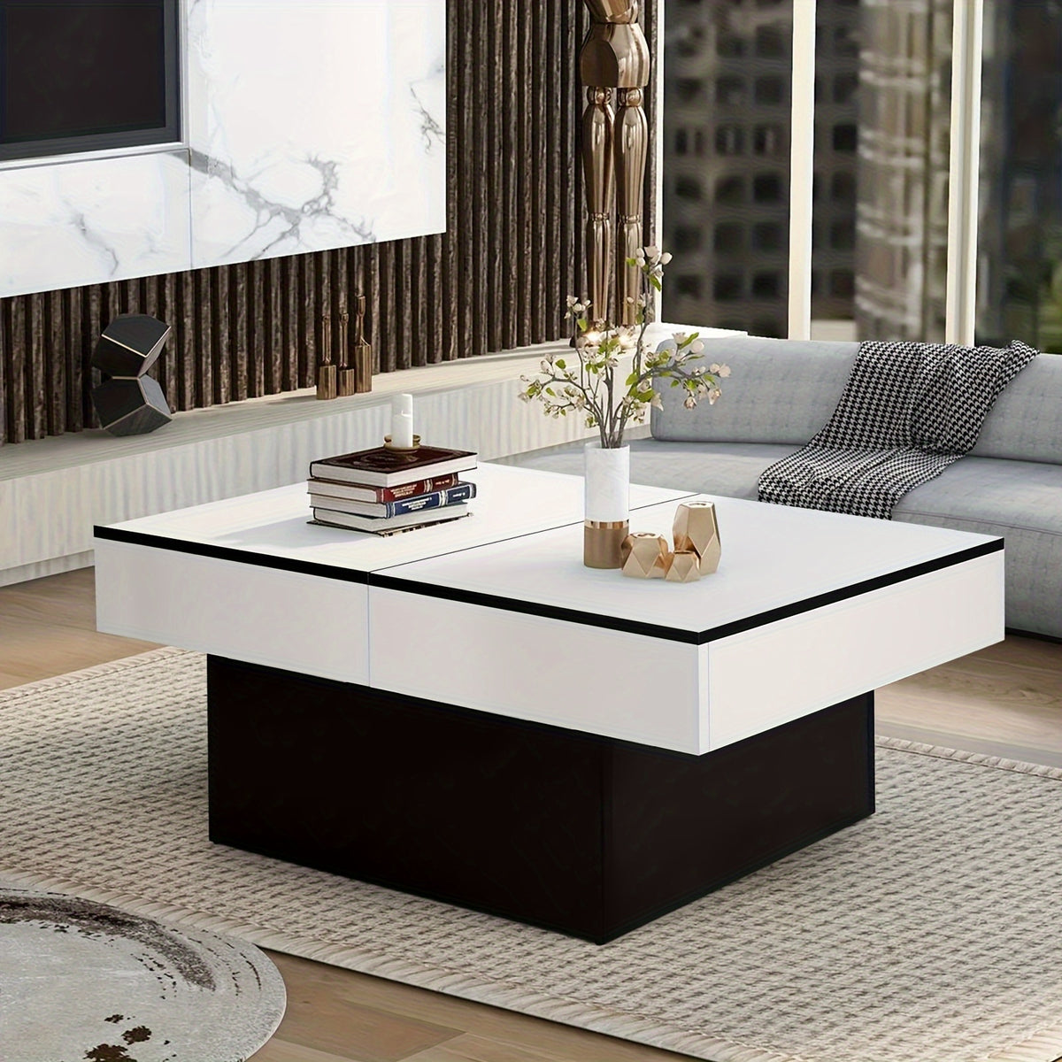 37 5 50 8 extendable coffee table storage high gloss   - Temu