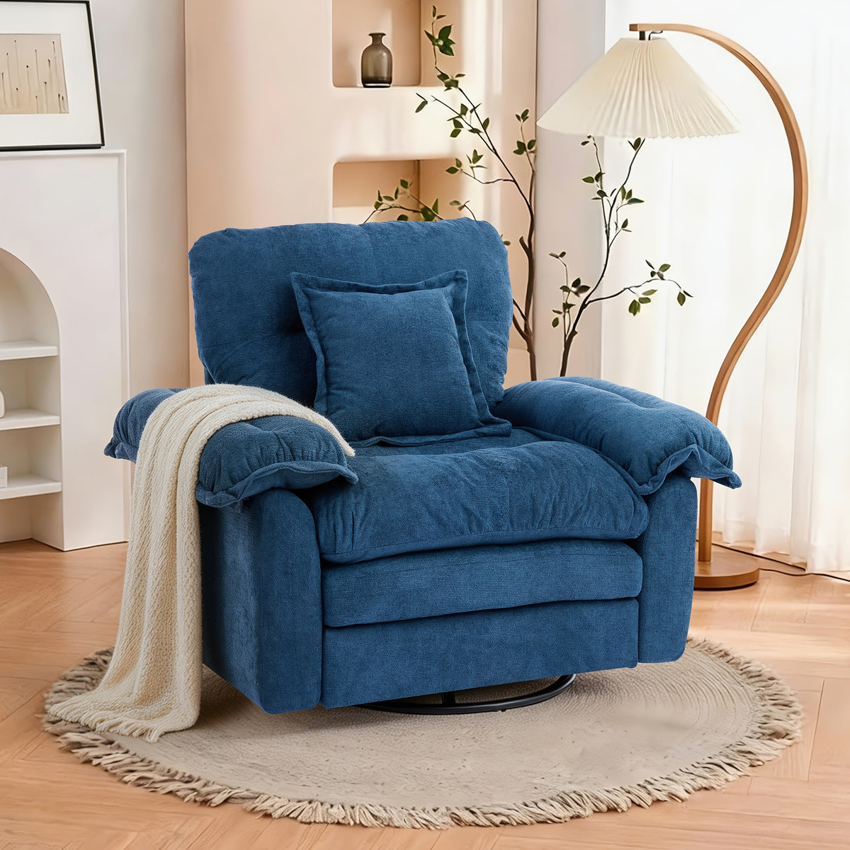 modern chenille swivel accent chair 360 rotation double - Temu