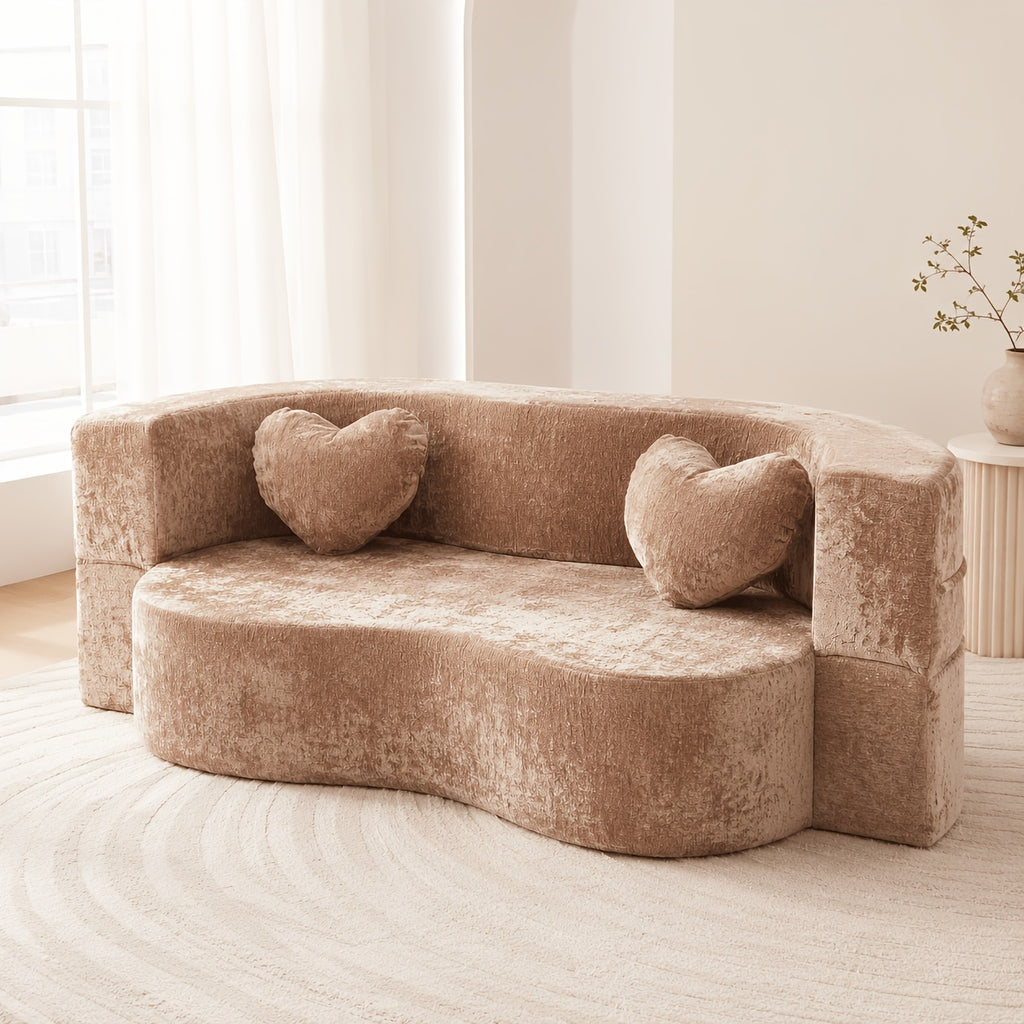 modern 2 in 1 convertible loveseat sofa bed curved sleeper - Temu