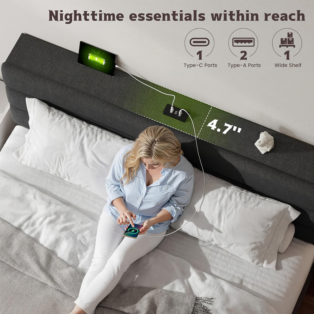 upholstered king queen full twin size bed frame - Temu