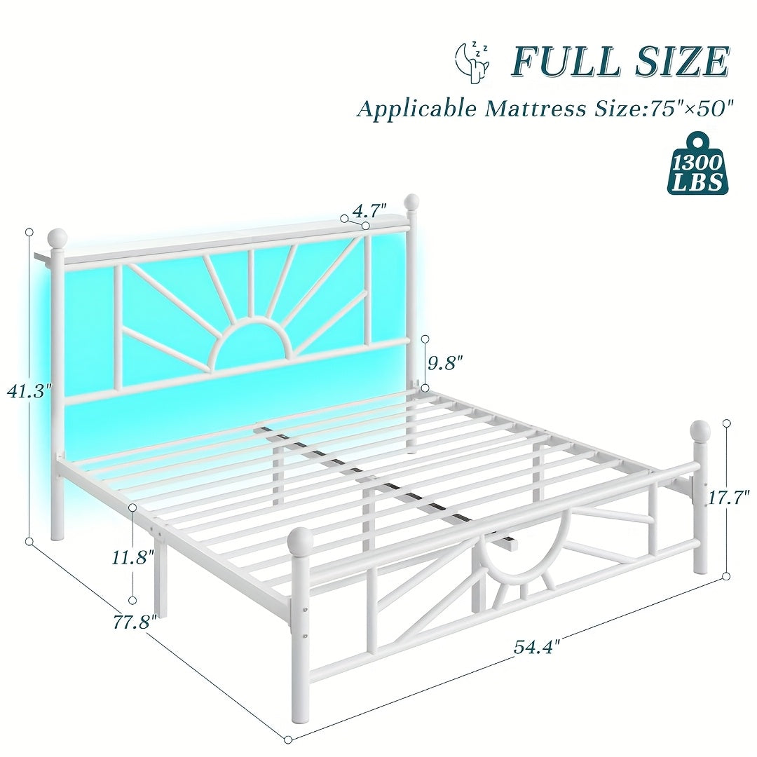 twin full queen metal bed frames led lights strong metal - Temu