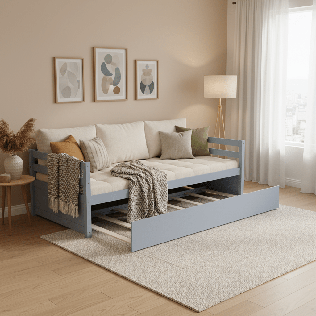 daybed trundle in wood twin size frame featuring pull - Temu
