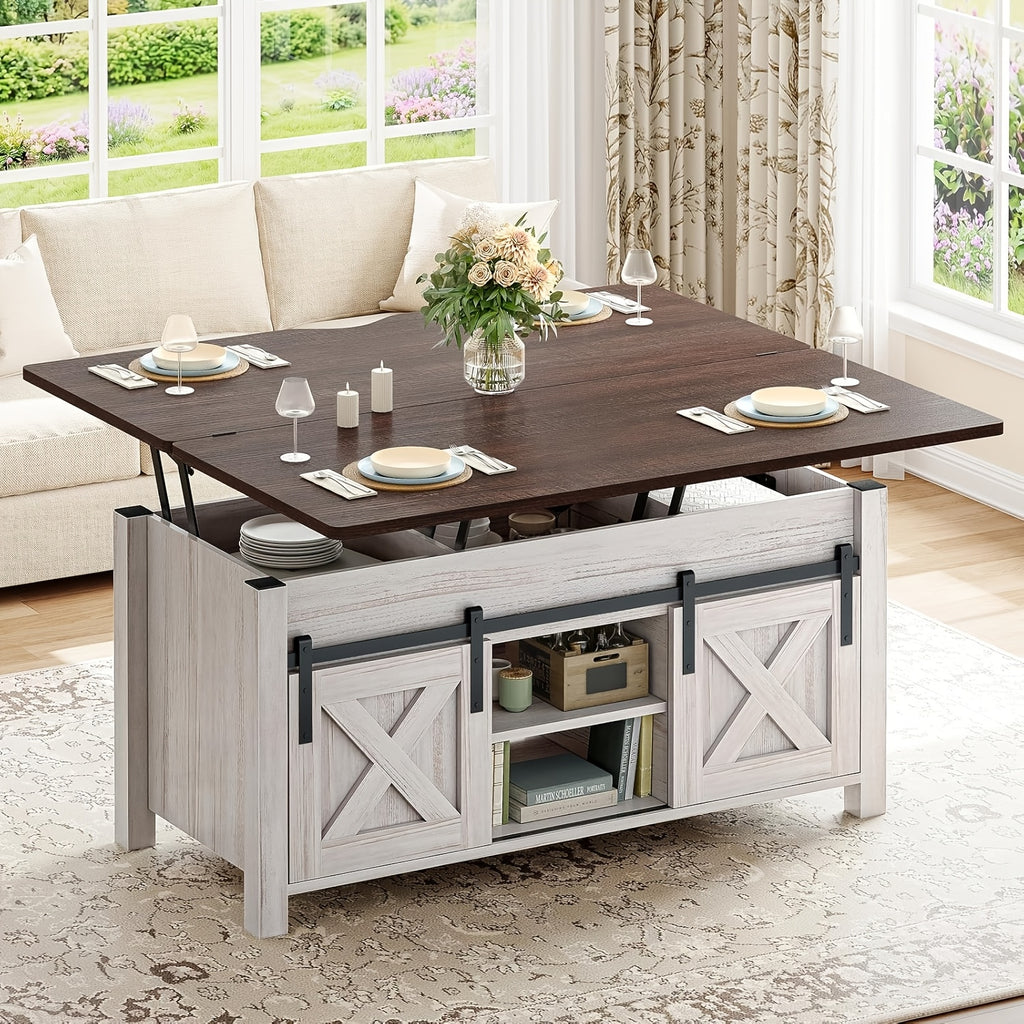 farmhouse lift top coffee table hidden compartments open - Temu