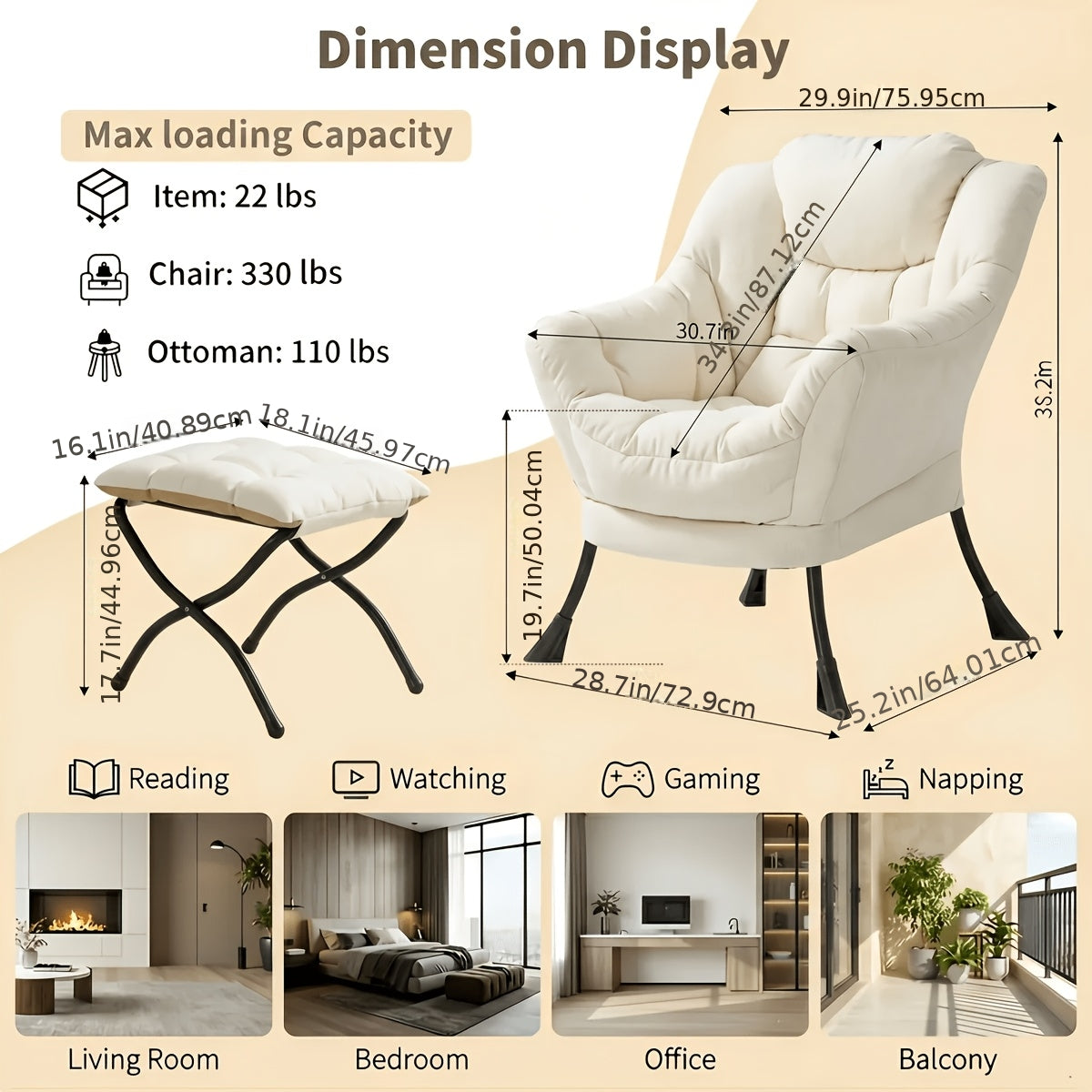 foldable   modern comfy lounge chair large - Temu