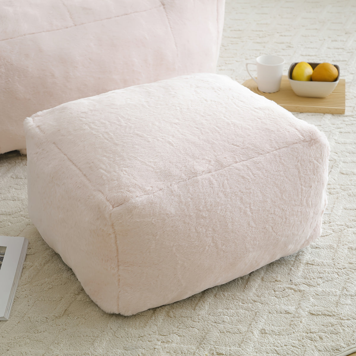 bean bag chair footrest faux fur lazy sofa seashell shaped - Temu