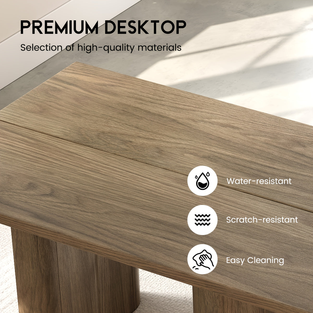 modern oak grain dining table set large tabletop stable 3d - Temu